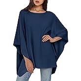 PULI Women's Pullover Poncho Sweater Oversized Loose Fit Soft Shawl Wraps Fitting Baggy Tops for Fall Winter