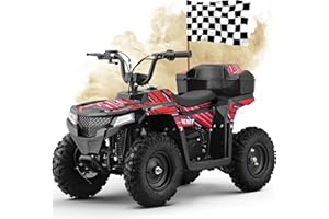 Superrio 4 Wheeler for Kids 8-14, Four 4 Wheelers for Adults, 40CC 4-Stroke Kid Quad Mini Dirt Bike, Cuatrimotos 4x4 para NiñOs, Kids Gas 4 Wheeler, Max Load 165 lbs, Gas Powered Utv (19-Red.)