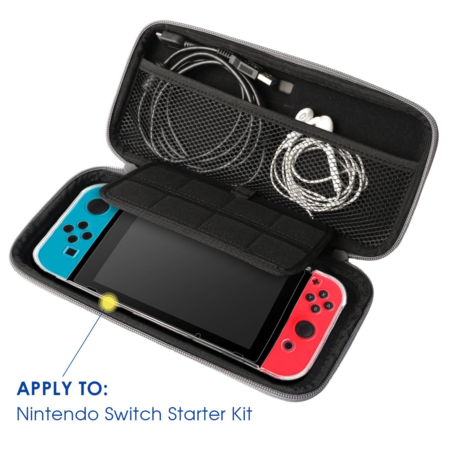 LKZAIY Carry Case Compatible With Nintendo Switch - BLACK Protective Hard Portable Travel Carry Case Shell Pouch for Nintendo Switch Console & Accessories (Black)