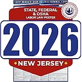 2026 New Jersey State and Federal Labor Law Poster - English Version - OSHA Workplace Compliant - Mandatory Regulations Posting for Employees - All-in-One Required Compliance Posting 17" x 40" - Laminated (English)