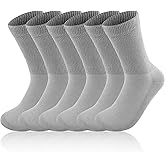 HGRTYXS 3 Pairs Men's Diabetic Socks,Neuropathy Socks,Non Binding Loose Socks Men,Wide Calf Large Sock,Crew Hospital Socks (L)