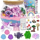 lonfypeng Unicorn Terrarium Crafts Kit for Kids-LED Night Light Up & Remote Unicorn Birthday Gifts Toys for Girls Ages5 6 7 8 9 10 Year Old-Christmas Gifts for Girls
