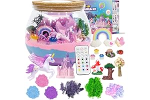 lonfypeng Unicorn Terrarium Crafts Kit for Kids-LED Night Light Up & Remote Unicorn Birthday Gifts Toys for Girls Ages5 6 7 8 9 10 Year Old-Christmas Gifts for Girls