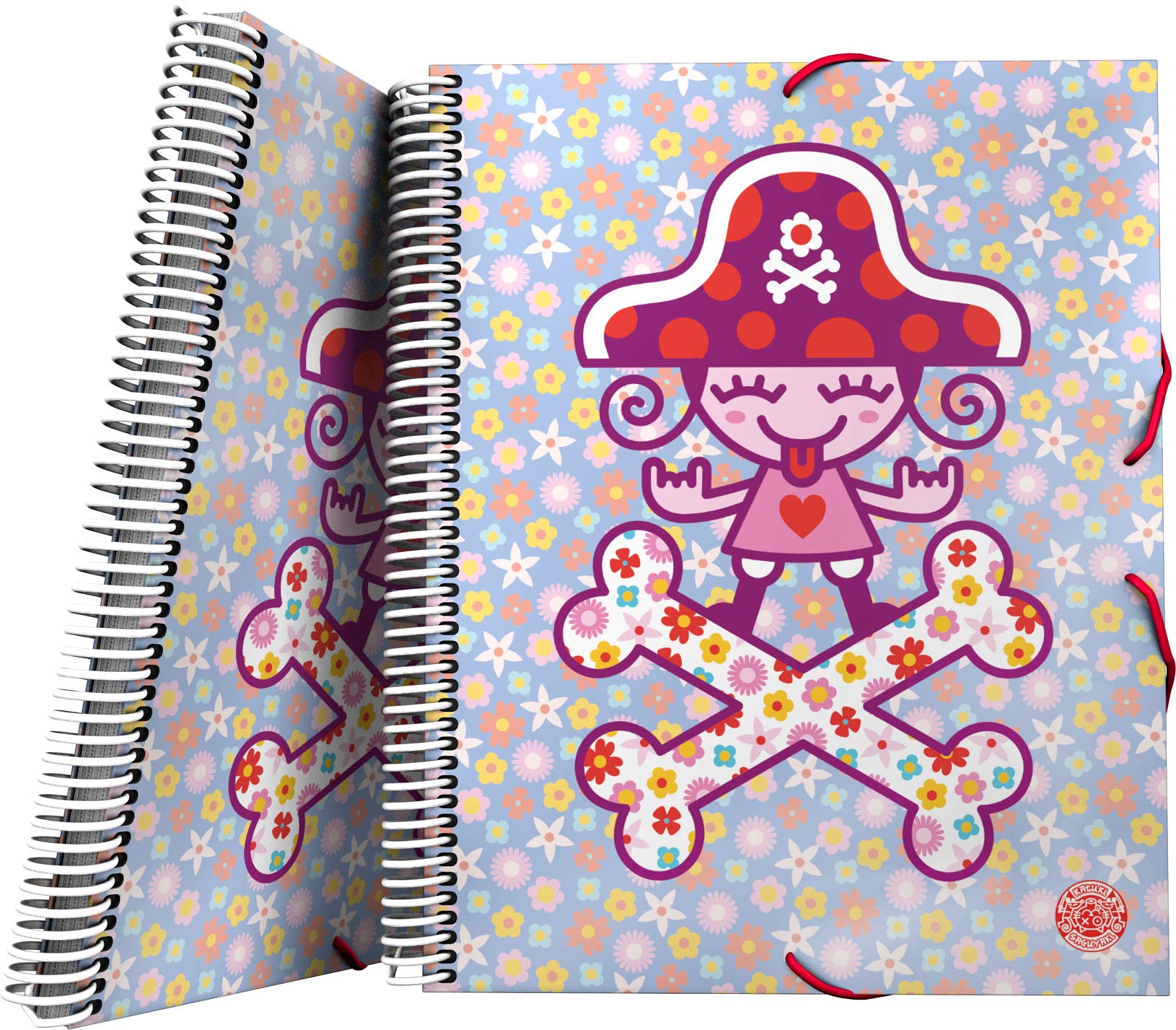 Grafoplás 39822150 Katuki Saguyaki Collection Spiral Folder, 30 Transparent Covers, Pirate Heart, A4