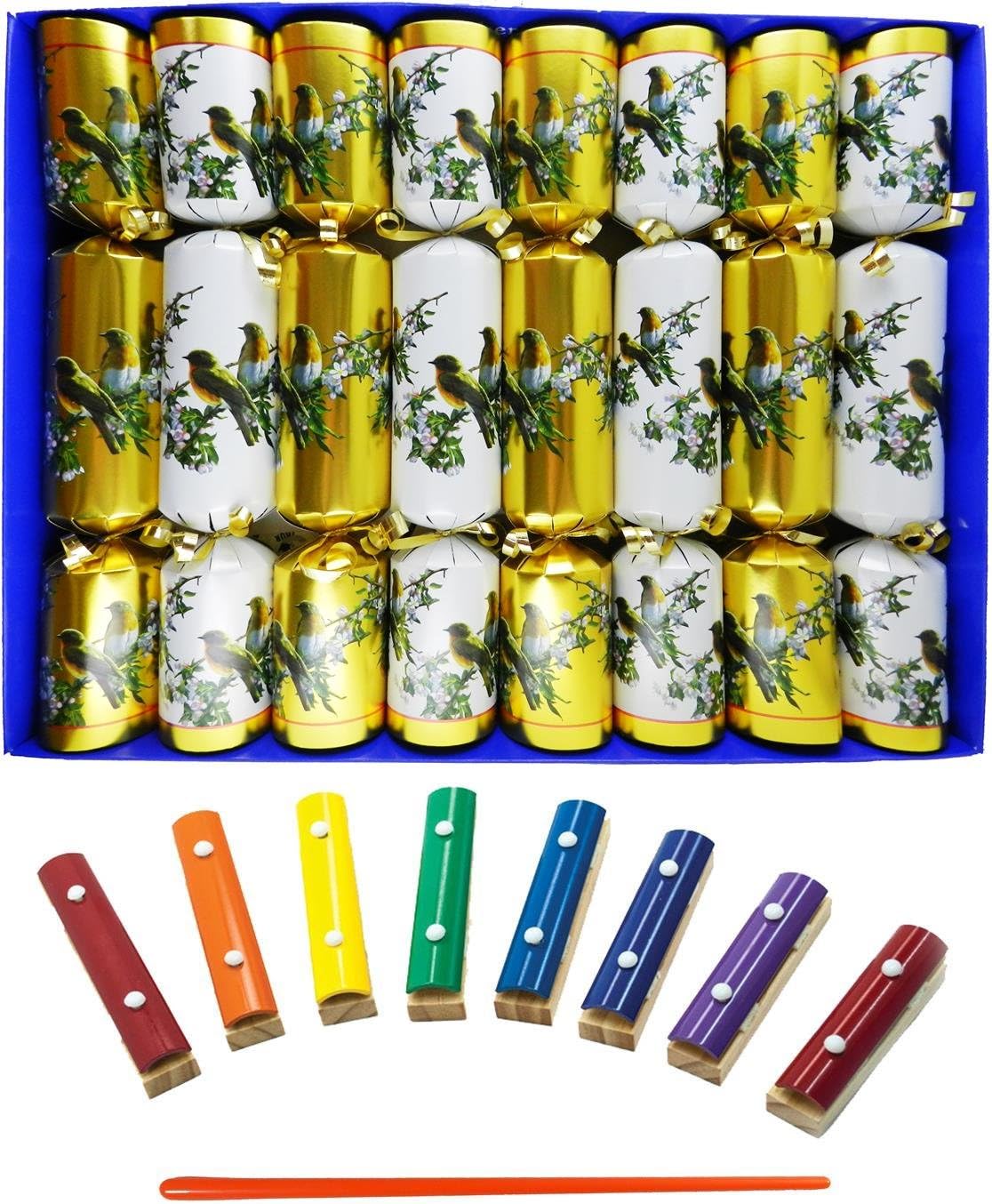 Crackers Musical Christmas Crackers with Mini Xylophones Winter Birds
