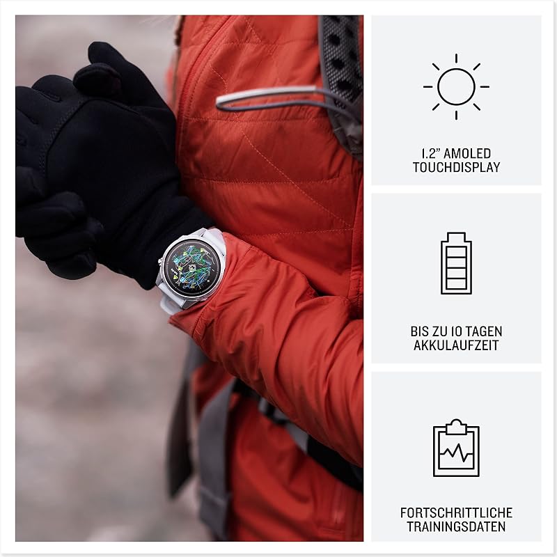 EPIX PRO 42mm – GPS-Multisport-Smartwatch mit brillantem 1,2“ AMOLED-Display und Touch-/Tastenbedienung. TOPO-Karten, 60 Sport-Apps, Music, Pay, bis zu 10 Tage Akkulaufzeit