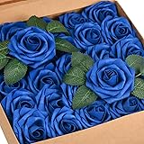 HappyHapi 50Pcs Artificial Flowers Roses Bulk Royal