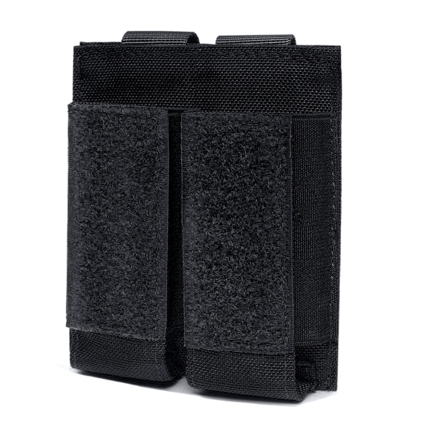 Azarxis Tactical Pistol Mag Pouch Holder Double Triple Molle Magazines Carrier Holster Bag with Front Loop Panel Fast Access (Black - Double Pockets) — image 1