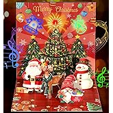 Coralogo Lights and Musical Christmas Card – Plays 2 Christmas Songs & Cheers Lights & Santa Sounds & Surprise Scene 3D Merry Xmas Pop Up Card Holiday Gift for Kids Family Friend With Envelope Blank Note