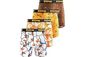 Mens Boxer Briefs 4 Pack Long Leg Underwear Men Moisture-Wicking Lightweight Novelty Animal Print Boxer Shorts for Men