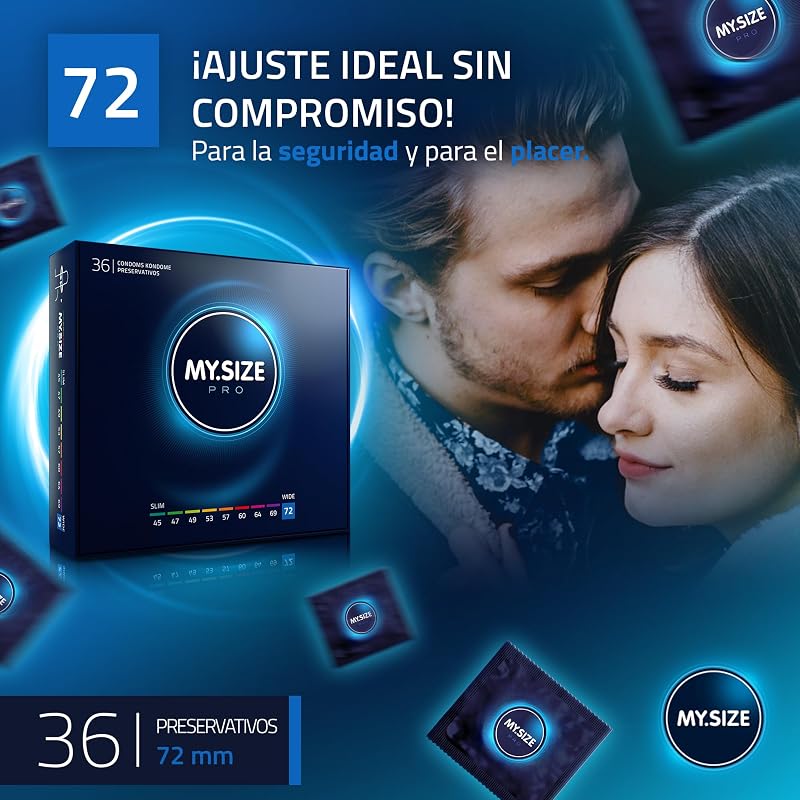 Preservativos PRO ELITE, tamanho 8, 72 mm, XXXL, 36 peças - Látex Vytex extra puro, fácil de abrir