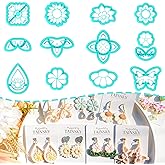 TAINSKY Spring Floral Clay Cutters, 13 Shapes Floral Polymer Clay Cutters for Earrings Making, Flower Polymer Clay Cutters, Spring Clay Cutters for Polymer Clay Jewelry Making