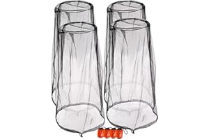 wohohoho Mosquito Head Net Mesh with Drawstring, Bug Face Netting for Hats, Mesh Face Shield for Men & Women Screen Net for Any Outdoor Lover Midges, Bugs & Gnats (4 Packs, Black Colors, Updated Size)