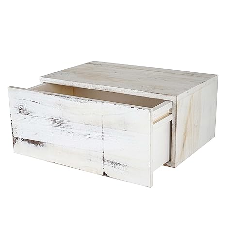 Mendler Wandregal HWC-C55, Schubladen-Regal, Shabby-Look Vintage, 21x46x30cm ~ weiß
