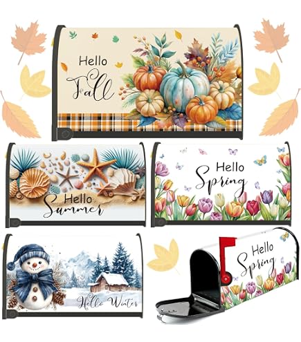 ZZKKO Magnetic Mailbox Cover - Watercolor Halloween Pumpkin & Black Cat Design, Waterproof PVC, 25.5x20.8 Inch