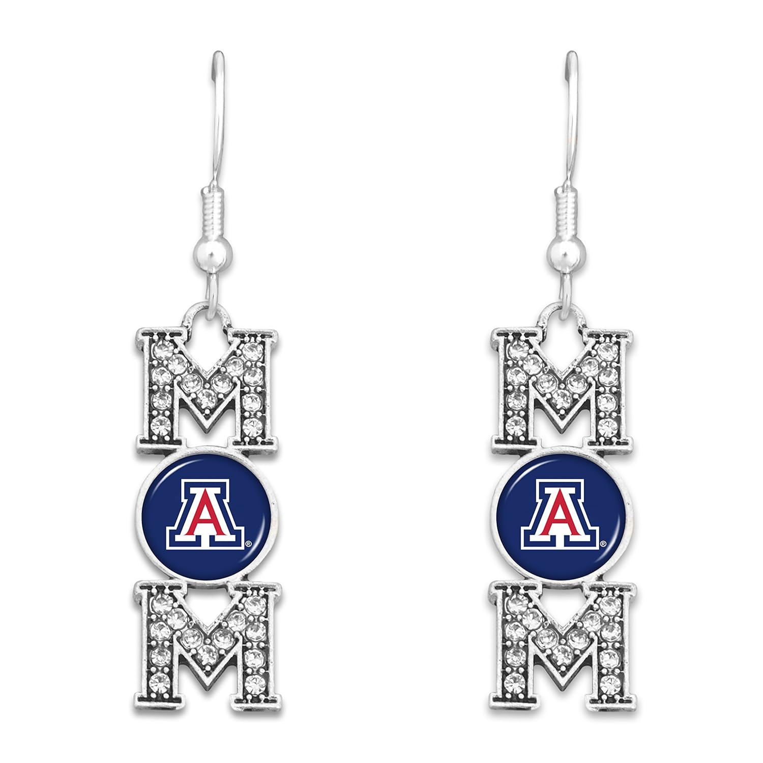 FTH Arizona Wildcats MOM Earrings with Logo and Rhinestones