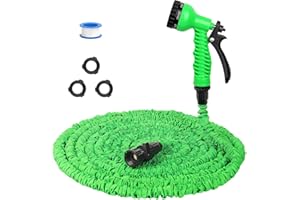 WUDKEY Expandable Garden Hose Water Pipe: 50FT Flexible Water Hose with 7 Function Spray Nozzle, Outdoor Lightweight Hoses, Portable Hose Pipe Spray Gun for Gardening Lawn Pet Washing