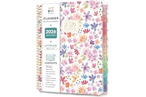 SKYDUE 2026 Planner, Weekly and Monthly Planner, 8.5" x 11", January 2026 - December 2026, Agenda Planner with Monthly Tabs, Goal Setting & Time Management Organizer for Professionals & Students
