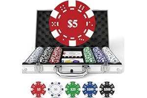 HEITOK 300 Piece Poker Chip Set - 11.5g Heavyweight Numbered Chips with Aluminum Case, 2 Decks of Cards, Dealer and Blind But