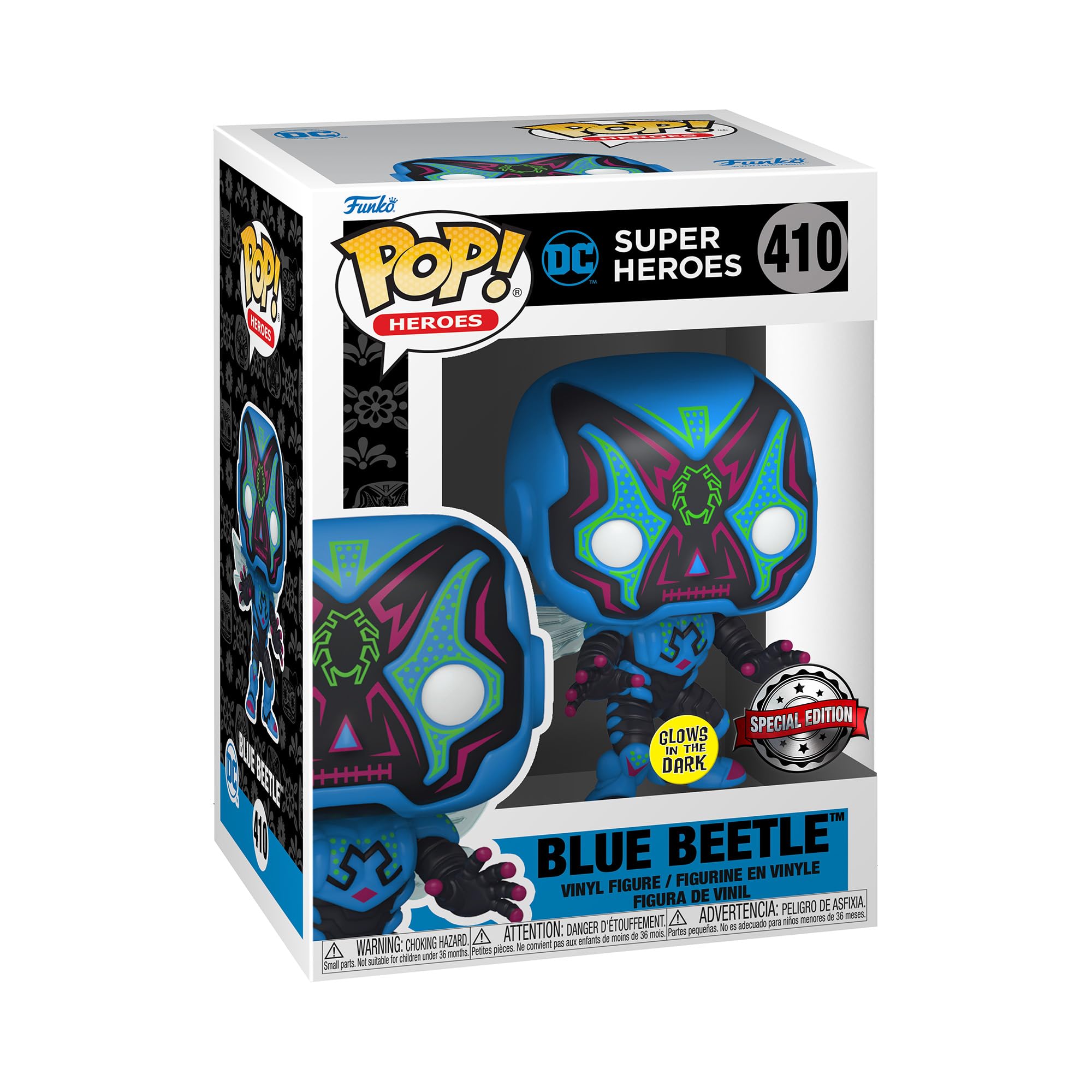 Funko POP! Heroes: Dia De Los DC - Blue Beetle - Glow In the Dark - DC Comics - Collectable Vinyl Figure - Gift Idea - Official Merchandise - Toys for Kids & Adults - Comic Books Fans