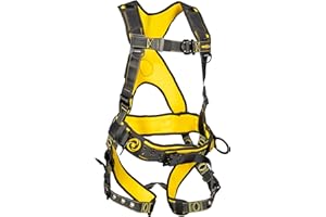 GUARDIAN FALL PROTECTION Guardian 21030 Cyclone Construction Harness with Waist Pad | Side D-Rings|OSHA & ANSI Compliant | Black/Yellow | M-L