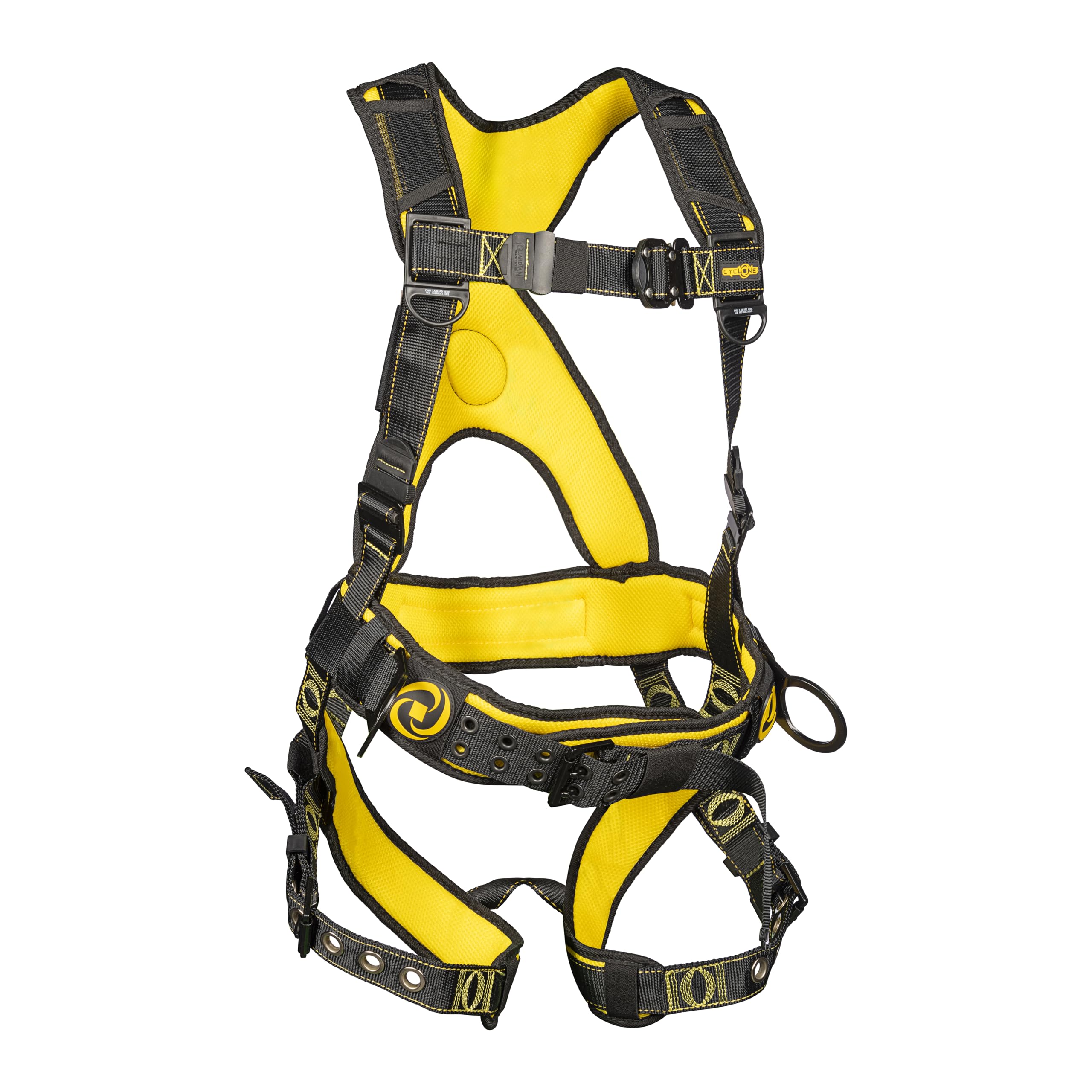 Photo 1 of Guardian 21030 Cyclone Construction Harness with Waist Pad | Side D-Rings|OSHA & ANSI Compliant | Black/Yellow | M-L