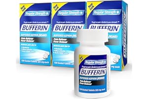 Bufferin Aspirin Pain Reliever/Fever Reducer Coated Tablets, 325mg, 130 Count (Pack of 3)