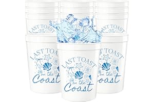 JTUYYT 12PCS Last Toast on the Coast Cups 16oz Bachelorette Party Cups Beach Themed Bridal Shower Wedding Party Decoration Su