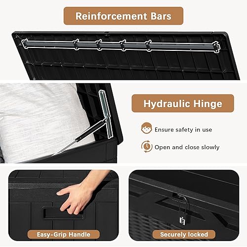 Devoko 97 Gallon Deck Box, Waterproof Resin Outdoor Storage Box