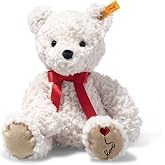Steiff Jimmy Love Teddy Bear, Premium Plush Bear with Satin Red Bow &amp; Embroidered Paw Pad, Adorable Thoughtful Gift for all Occasions