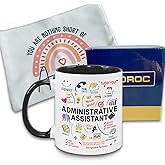 MEDROC Administrative Assistant Gifts Mugs - Ceramic 11oz with Makeup Bag, Admin Professional Day Coffee Cup For Women Men, Office Receptionist Secretary Desk Accessories Supplies