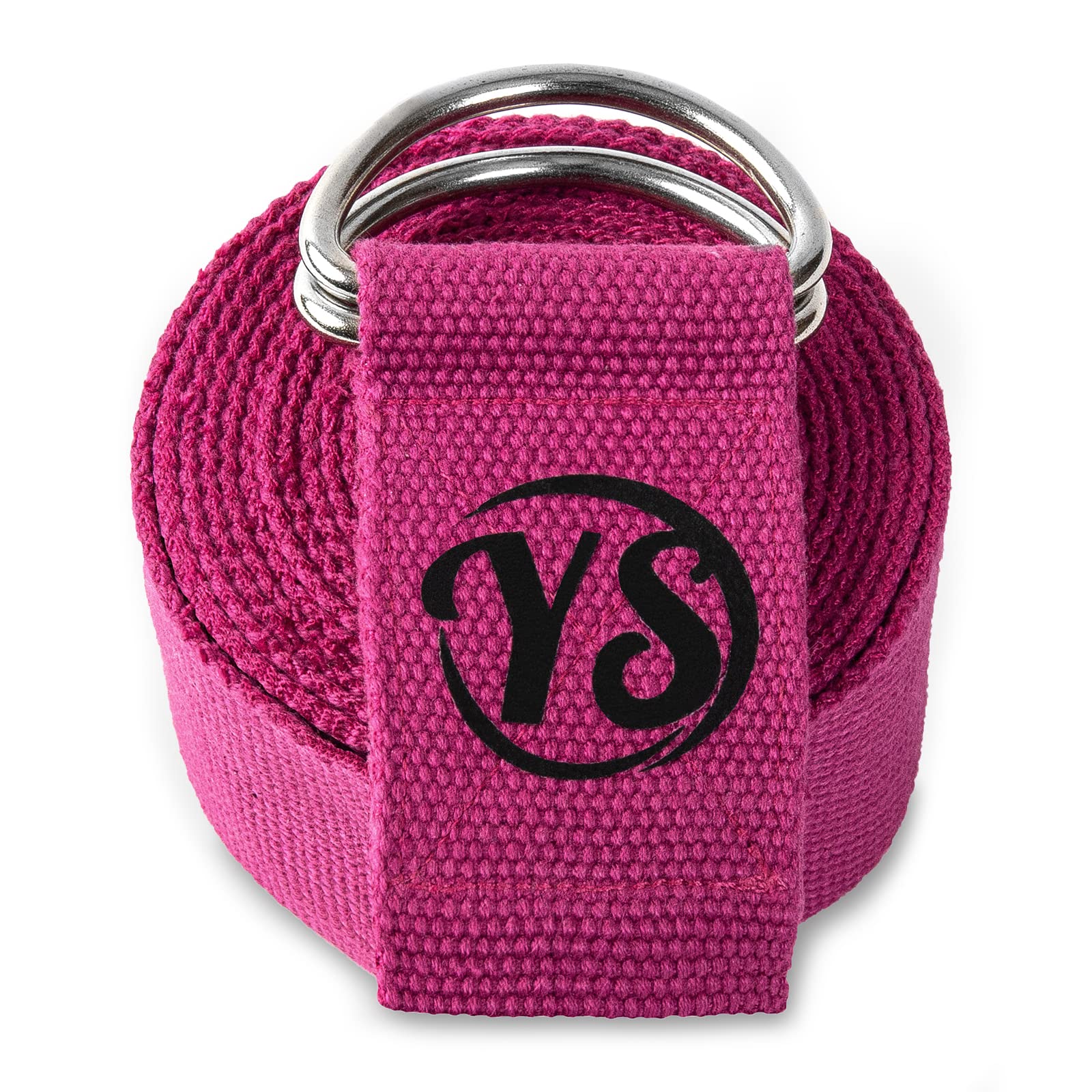 Yoga Studio Yoga Strap, 2.5m (8.2ft) Extra Long Durable Organic Cotton Adjustable Stretching D-Ring Yoga Belt, Exercise, Pilates, Dance, Workout, Gym, Physical Therapy - (Violet Magenta)