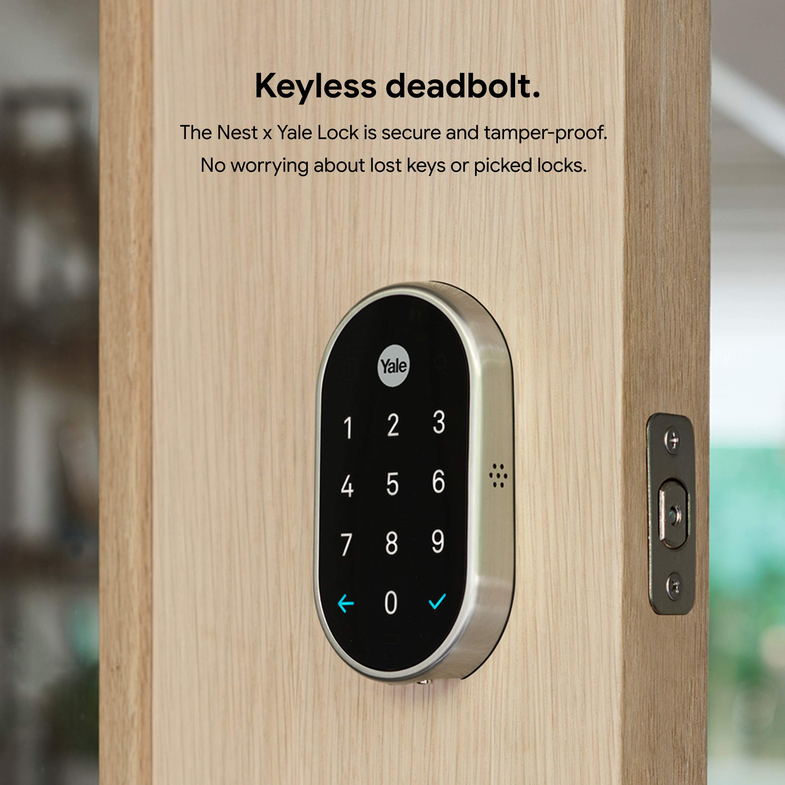 Google Nest x Yale Lock - Tamper-Proof Smart Lock for Keyless Entry - Keypad Deadbolt Lock for Front Door - Satin Nickel - View 5