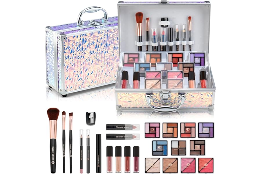 Color Nymph Makeup Kit For Women, Girls Makeup Set For Teens Professional Make Up Kits With Travel Case Full Cosmetics Kit w/ 35 Colors Eyeshadows Lipstick Blush Brushes Lipgloss Mascara