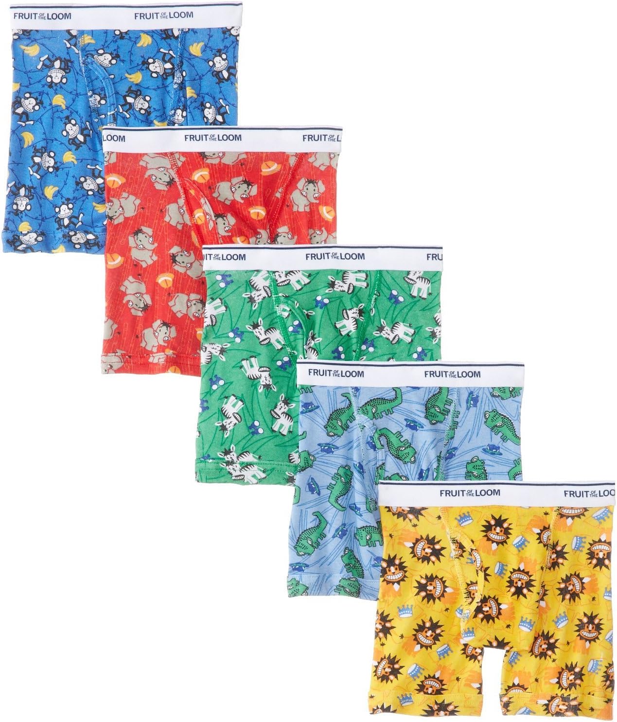 Fruit of the Loom Assorted Toddler Boys' Boxer Brief(Colors and prints may vary) (Pack of 5)