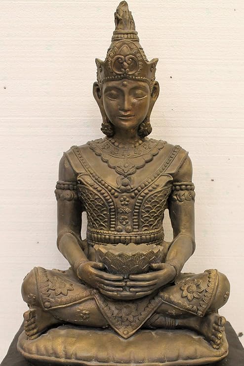 Large Ornate Stone Thai Buddha Garden Ornament Statue Amazon Co Uk Garden Outdoors