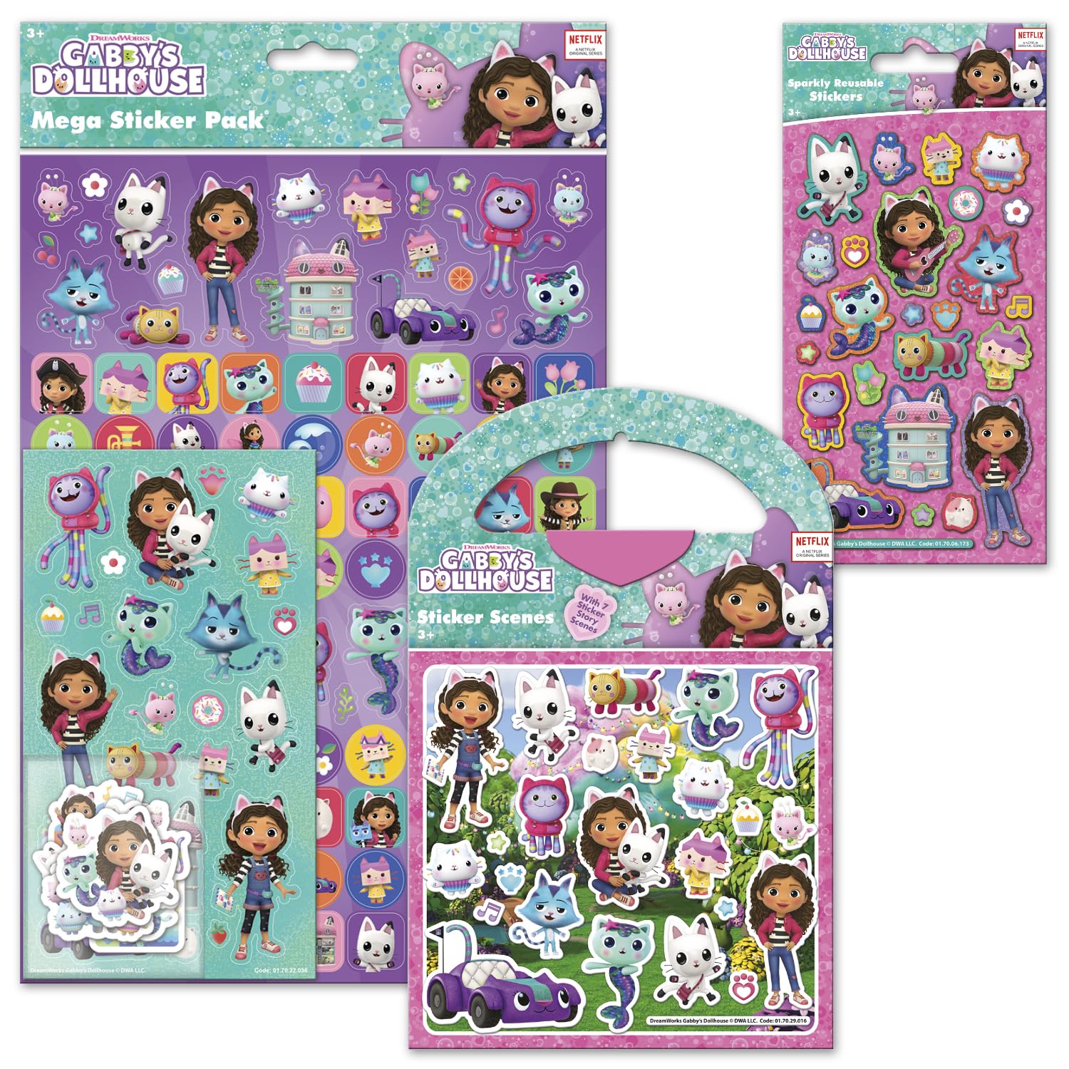 Paper Projects Gabby's Dollhouse Huge Sticker Bundle Pack | Big Bundle for Scrapbooking and Decoration | Reusable on Non-Porous Surfaces, Pink