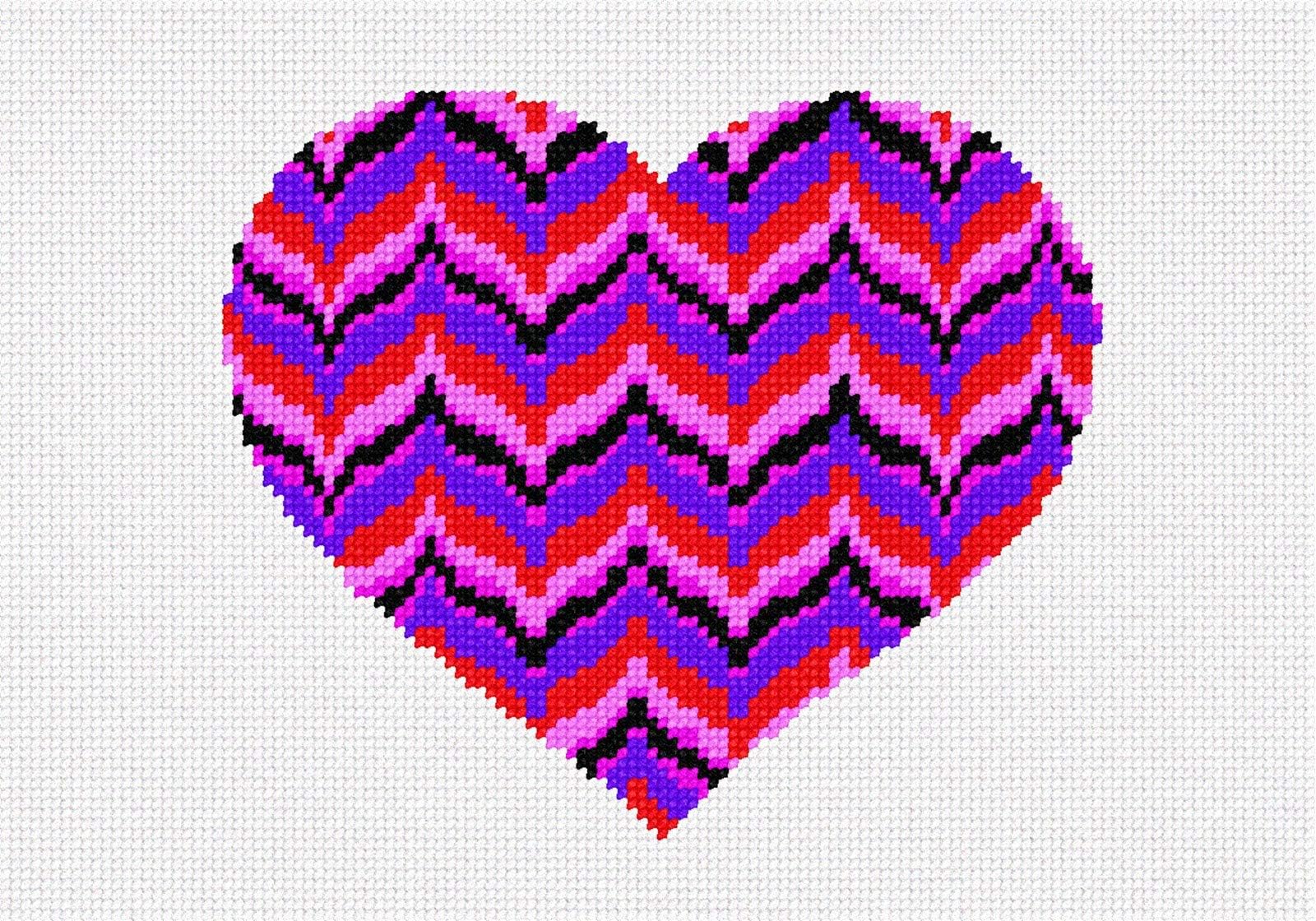 Pepita needlepoint canvas: Heart Bargello, 10" x 7"