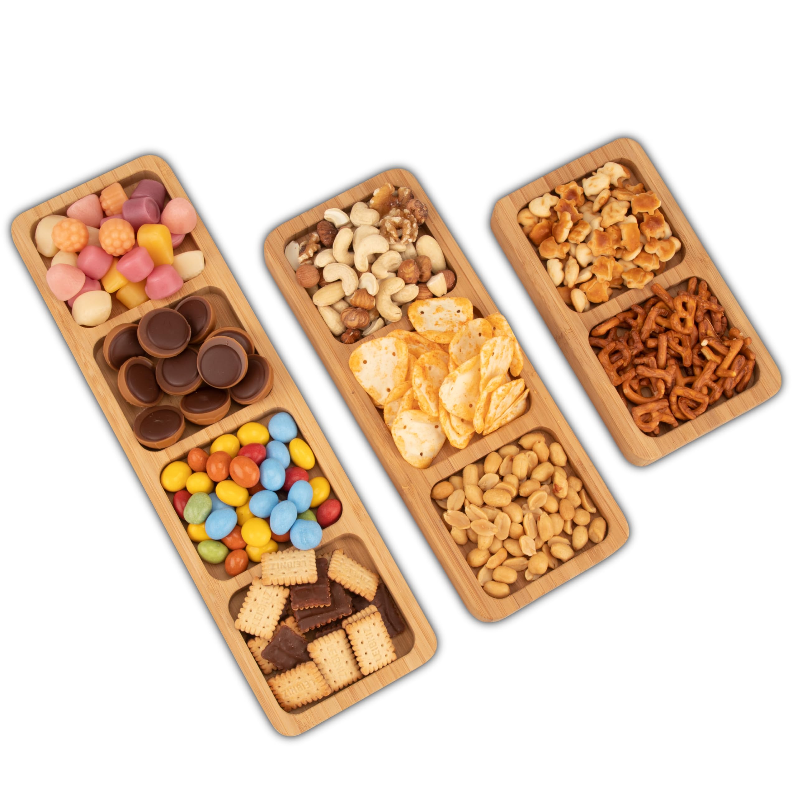 Second product: Soz® set of 3 rectangular snack plates, made of environmentally friendly bamboo, 33 cm x 9 cm x 2 cm, 25 cm x 9 cm x 2 cm, 17.5 cm x 9 cm x 2 cm, tableware set, snack bowls, includes e-book with great recipes (English language not )