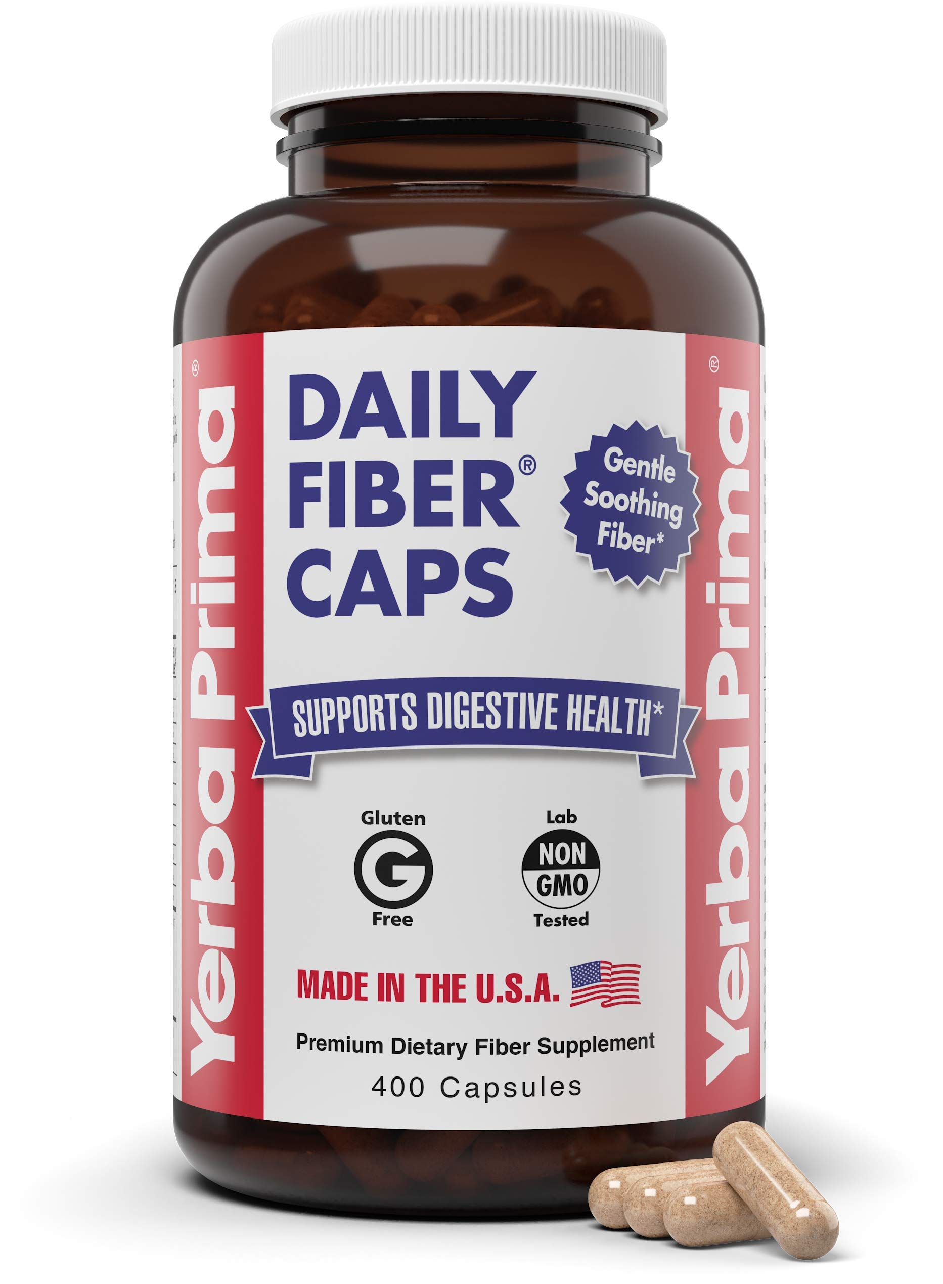 Yerba Prima Daily Fiber Caps Formula, 400 Capsules Both Soluble and