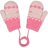 INOGIH Toddler Kids Winter-Warm-Knit Gloves Elastic-Thick-Lined Knit Mittens for 3-5 Years Child