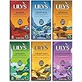 Lily's Chocolate Variety 6 Pack | Made with Stevia, No Added Sugar, Low- Carb, Keto Friendly | 6 Flavors, 1 Bar each | Sampler, Gift Set
