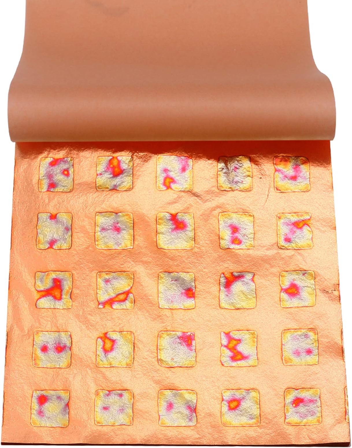 Variegated Gold Leaf Sheets - KINNO Multiple Types of Metal Leaf Papers with Patterns for Gilding Projects, Art & Crafts Decorations, 5.51 by 5.51 Inches, Type 4 (25 Sheets Per Booklet)