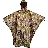 AUSCAMOTEK Camouflage Rain Poncho Hooded Waterproof Camo Raincoat with Blind Pattern for Hunting Hiking Camping Fishing