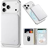 TUCCH for Magsafe Wallet with 6 Card Holders, RFID Blocking [Clear ID Window] PU Leather Men Women Folio Magnetic Phone Wallet for iPhone 17/16/15/14/13/12/Plus/Air/Pro/Pro Max Series, White