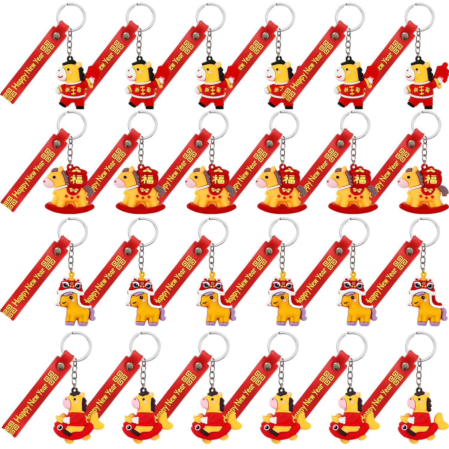 Photo 1 of Huaerle 24 Pcs Horse Keychain Chinese New Year Keychains 2026 Chinese Zodiac Horse Keychain Keyring for New Year Zodiac Gift Souvenir