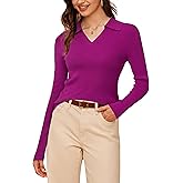 Arach&Cloz Women's Wool Blend Polo Sweater Shirt Business Casual Slim Fitted Fall Tops 2025