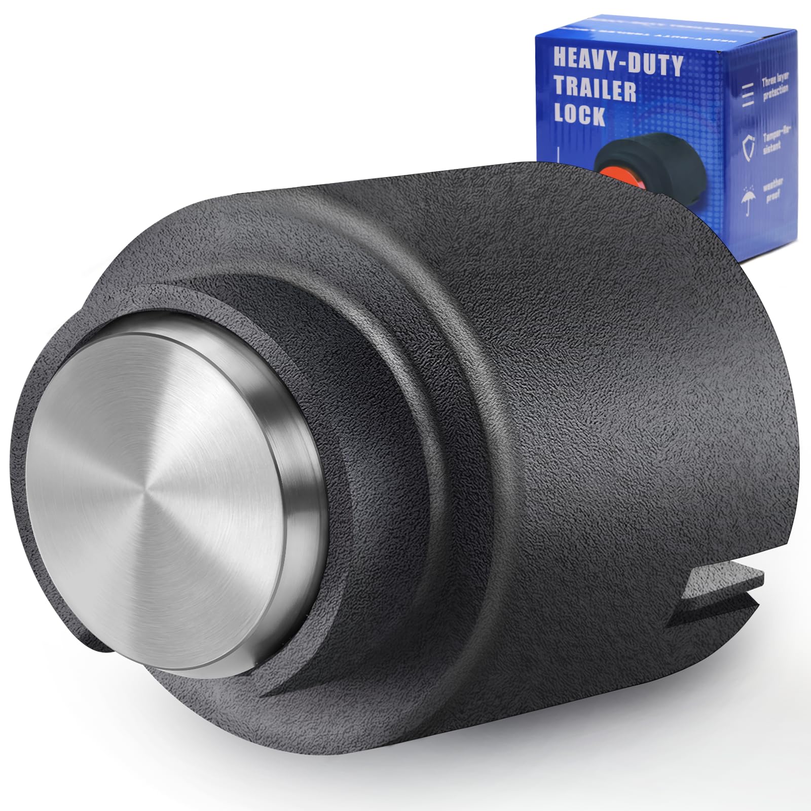 Photo 1 of Trailer Lock for 1-7/8", 2",2-5/16" & Bulldog Couplers, Heavy-Duty Hardened Steel Trailer Tongue Locks with Fully Covered Anti-Theft Design (Silvery)