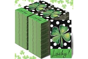 Moinchore 200 Pcs St. Patricks Day Guest Napkins 2 Ply Shamrock Clover Decorative Paper Hand Towel Lucky Paper Guest Towels for Bathroom Green Disposable Guest Towels for Dinner Party Supplies