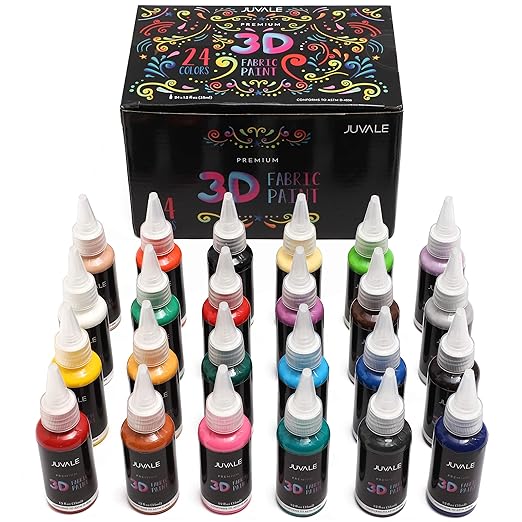 Premium 3D Fabric Paint Set for Clothing (29ml, 24 Colors) Amazon.in